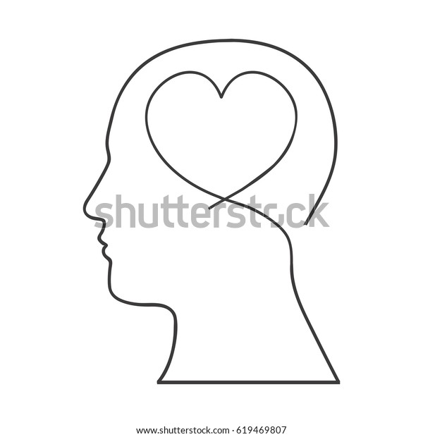 心の中に心のある人の頭の白黒のシルエットベクターイラスト のベクター画像素材 ロイヤリティフリー
