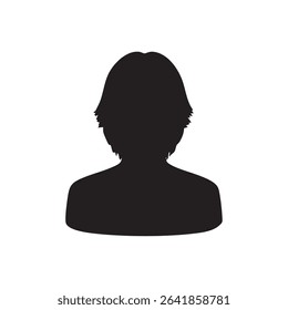 Monochrome silhouette illustration of a man with a centre parted hairstyle - black