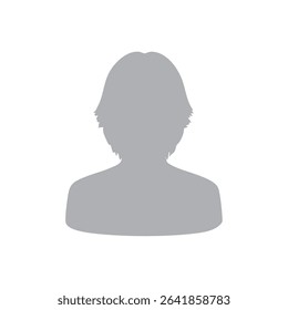 Monochrome silhouette illustration of a man with a centre parted hairstyle - grey
