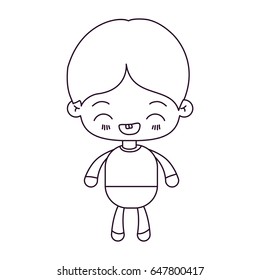 monochrome silhouette of kawaii little boy with facial expression laughing vector illustration