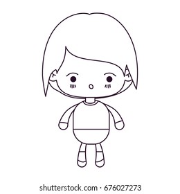 monochrome silhouette of kawaii little boy with facial expression of surprise vector illustration