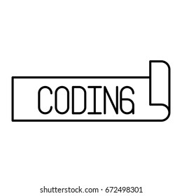 monochrome silhouette label text of coding vector illustration