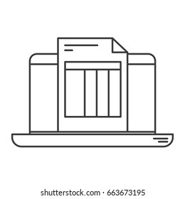monochrome silhouette of laptop computer and billing sheet vector illustration