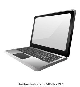 Monochrome Silhouette With Laptop Side View Vector Illustration