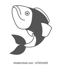 monochrome silhouette of largemouth bass fish vector illustration