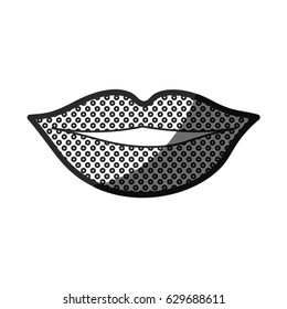 monochrome silhouette of lips with contour dotted vector illustration