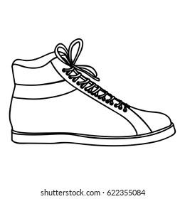 monochrome silhouette of male leather boot with shoelaces vector illustration
