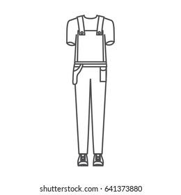 monochrome silhouette of male uniform of worker vector illustration