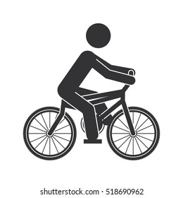 monochrome silhouette of man in bicycle