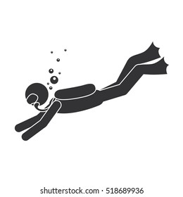 monochrome silhouette with man diving