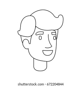 monochrome silhouette of man face with short wavy hair vector illustration