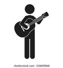 monochrome silhouette of man with guitar