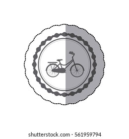 monochrome silhouette with middle shadow sticker of child bicycle in round frame