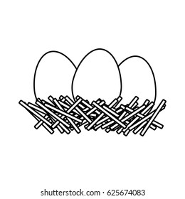 monochrome silhouette of nest with eggs vector illustration