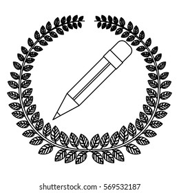 monochrome silhouette with olive crown and pencil