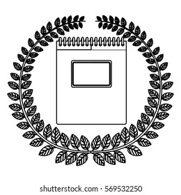 monochrome silhouette with olive crown and spiral notebook