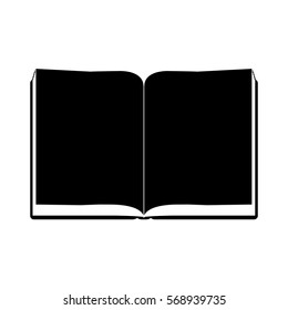 monochrome silhouette with open book with sheets blacks