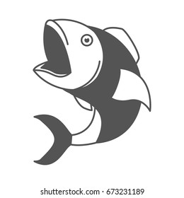 monochrome silhouette of open mouth fish vector illustration