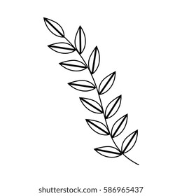 monochrome silhouette with oval leaves with ramifications