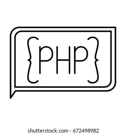 monochrome silhouette of rectangle text php vector illustration