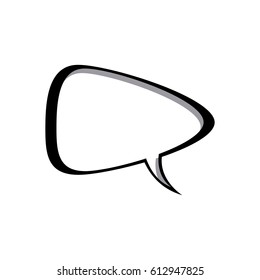 monochrome silhouette of rounded triangular speech with tail vector illustration