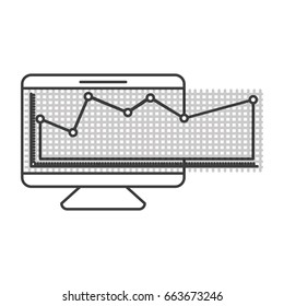 monochrome silhouette of screen monitor and financial risk graphic vector illustration