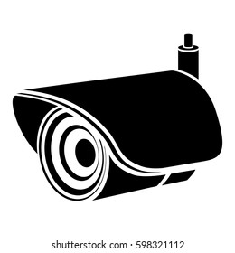 monochrome silhouette with security video camera vector illustration