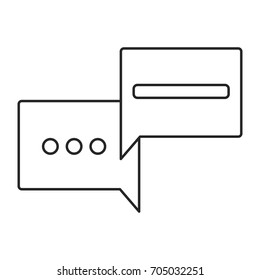 monochrome silhouette with set of square speech with ellipsis symbol and bar vector illustration