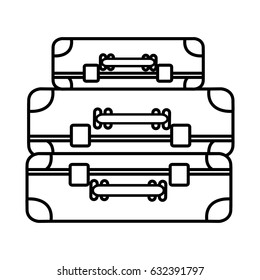 monochrome silhouette with set of suitcases vector illustration