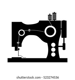 monochrome silhouette sewing machine icon