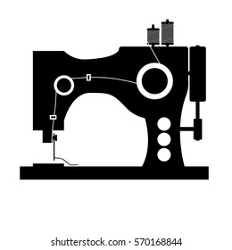 monochrome silhouette sewing machine icon