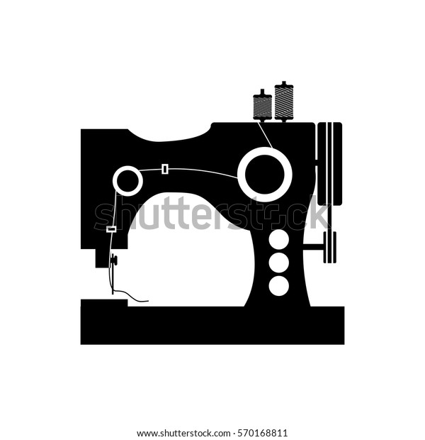 Monochrome Silhouette Sewing Machine Icon Stock Vector Royalty Free 570168811 