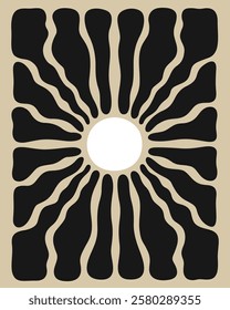 monochrome silhouette of the shining sun