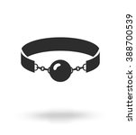 Monochrome silhouette silicone ball gag with a leather belt, vector illustration