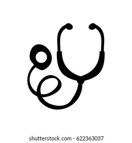 monochrome silhouette sketch stethoscope medical with auriculars vector illustration