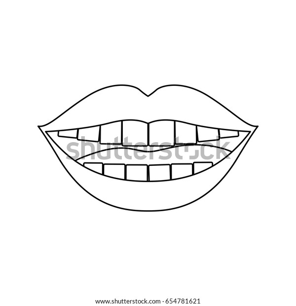 Monochrome Silhouette Smiling Mouth Vector Illustration Stock Vector ...