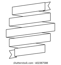 monochrome silhouette of spiral of ribbon vector illustration