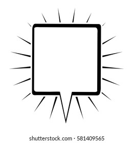 monochrome silhouette square shape dialog box with lines around vector illustration