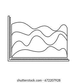 monochrome silhouette of statistic graphic in shape of waves vector illustration