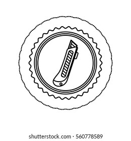 monochrome silhouette sticker with circular frame with cutter