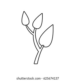 monochrome silhouette of tree branch with leafs vector illustration