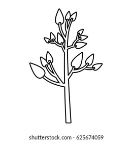 monochrome silhouette of tree with leafs vector illustration