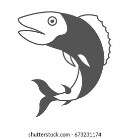 monochrome silhouette of trout fish vector illustration