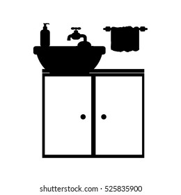 monochrome silhouette washstand with small furniture