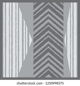 Monochrome silk scarf  with lines pattern