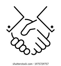 Monochrome simple agreement icon vector illustration. Linear logo of business friendly handshake approval making deal isolated. Outline symbol of partnership, collaboration, friendship and alliance