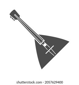 Monochrome simple balalaika icon vector illustration. Entertainment musical instrument strings Russian national folklore isolated on white. Retro sound music playing classical audio culture equipment