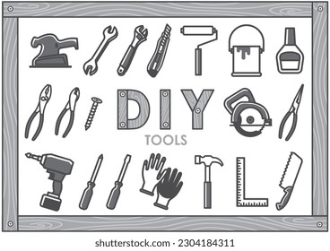 
Monochrome and simple DIY tool icon set