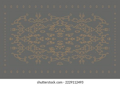 Monochrome simple and elegance floral damask and geometric motifs carpet original design, tribal vector texture. Easy to edit and change two colors by swatch window modern rug, kilim abstract vector