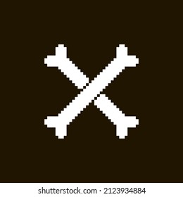 einfarbige, einfache flache Pixelkunst-Illustration von weißen zwei Kreuzen auf schwarzem Hintergrund